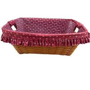 Longaberger 1996 Traditional Red Fabric Plastic Insert Laundry Basket VTG Large